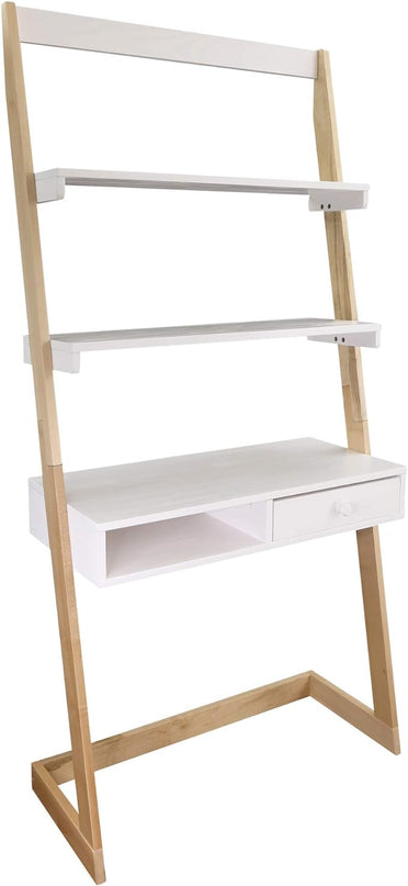 American Trails Freestanding Ladder Desk With Drawer, Natural Maple/White - LeafyLoom