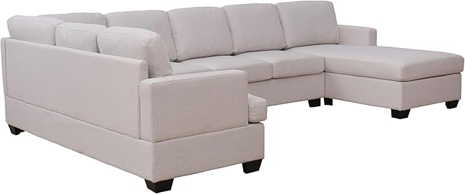125.6" U Shaped Sofa with Chaise Sectional，Oversized Modular Corner Couch for Living Room Home, Apartment, Furniture Set, 125.6 Inch, Beige - LeafyLoom