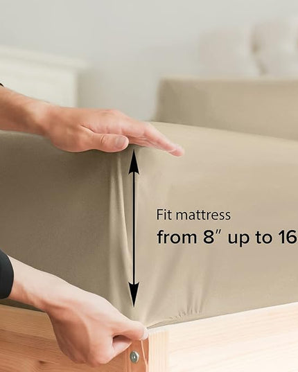 Twin Size 3 Piece Sheet Set - Comfy Breathable & Cooling Sheets - Hotel Luxury Bed Sheets for Women & Men - Deep Pockets, Easy-Fit, Extra Soft & Wrinkle Free Sheets - Cream Oeko-Tex Bed Sheet Set - LeafyLoom