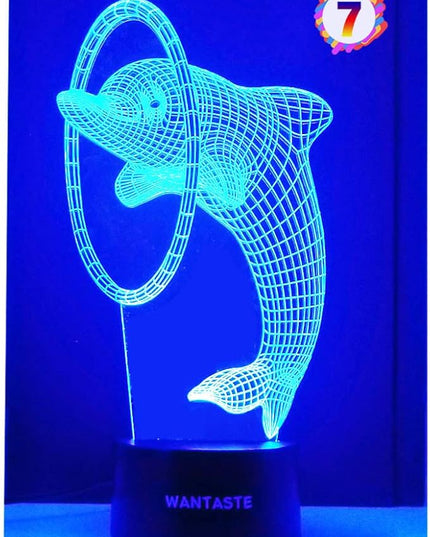 Dolphin 3D Lamp Gifts for Boys Girls Room, Night Light Toys Bedside Decor Gifts for Kids Baby, 7 Colors Changing Nightlight with Smart Control - LeafyLoom