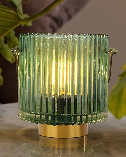 Battery Operated Cordless Lamp Timer,Decorative Table Lamp Battery Powered Lamp with LED Bulb,Decorative Bedside Lamp for Living Room,Bedside Lamp,Night Light (Green-1) - LeafyLoom