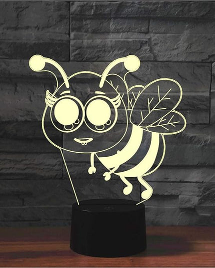 Hardworking Bee Kids Night Lights Bedroom Decor Lamp 7 Colors Change 3D Night Light Kids Optical Illusion Lamps Kids Lamp As a Gift Ideas for Students - LeafyLoom