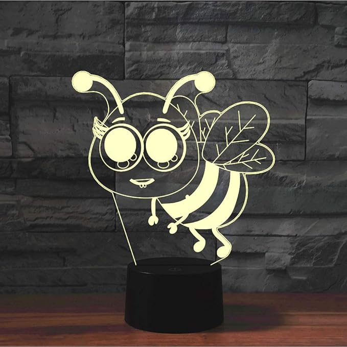 Hardworking Bee Kids Night Lights Bedroom Decor Lamp 7 Colors Change 3D Night Light Kids Optical Illusion Lamps Kids Lamp As a Gift Ideas for Students - LeafyLoom