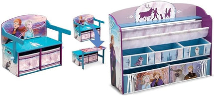 Delta Children Kids Convertible Activity Bench - Greenguard Gold Certified, Frozen II & Deluxe Toy and Book Organizer, Disney Frozen II - LeafyLoom