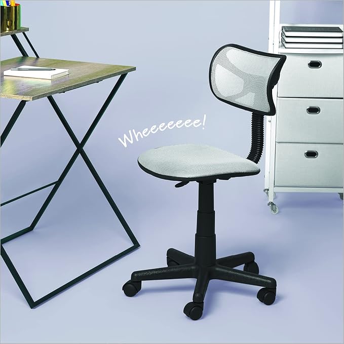 Swivel Mesh Desk Chair, 21D x 21W x 33H in, White - LeafyLoom