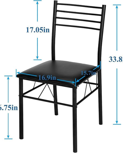 VECELO Kitchen Dining Room Table and Chairs 4, 5-Piece Dinette Sets, Space Saving (Black), 42.1" - LeafyLoom