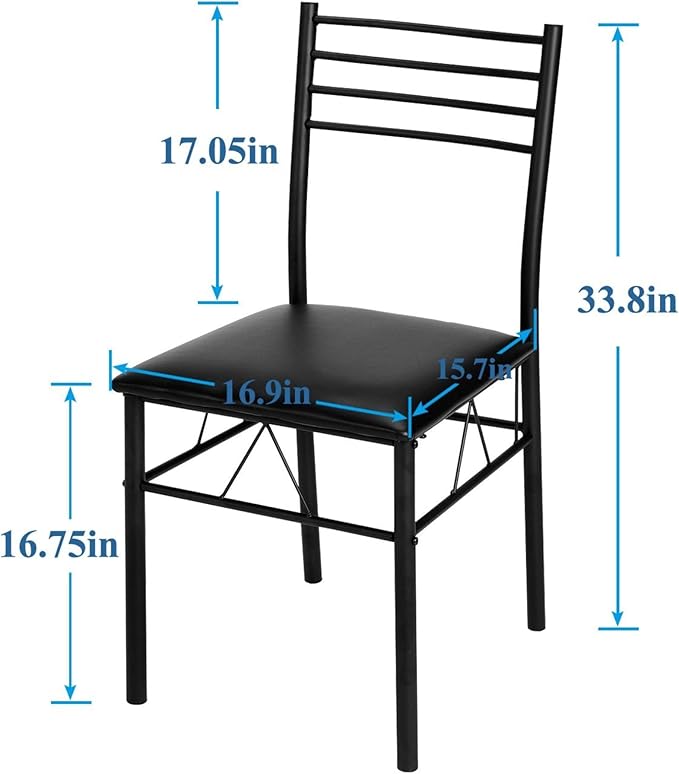 VECELO Kitchen Dining Room Table and Chairs 4, 5-Piece Dinette Sets, Space Saving (Black), 42.1" - LeafyLoom