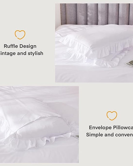 Andency White King Size Comforter Set, 3 Pieces Solid Farmhouse Shabby Chic Bedding Comforters & Sets, All Season Western Rustic Soft Down Alternative Bed Set for Adult Men Women - LeafyLoom