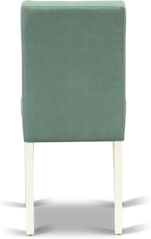 East West Furniture ANAS5-LWH-43 Antique 5 Piece Dinner Set Contain A Wooden Table and 4 Willow Green Linen White Kitchen Chairs with Stylish Back, Finish, 36x36 Inch - LeafyLoom