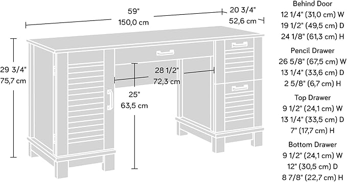 Sauder Garden Villa Desk, L: 59.06" x W: 20.71" x H: 29.80", Orchard Oak Finish - LeafyLoom