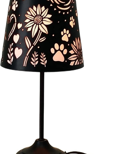 Touch Mini Table Lamp, Dimmable Touch Bedside Lamp, Black Metal Cutout Lampshade, Decoration Desk Lamp - LeafyLoom