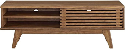 Modway Render 48" Mid-Century Modern Low Profile Media Console TV Stand, 48 Inch, Walnut - LeafyLoom