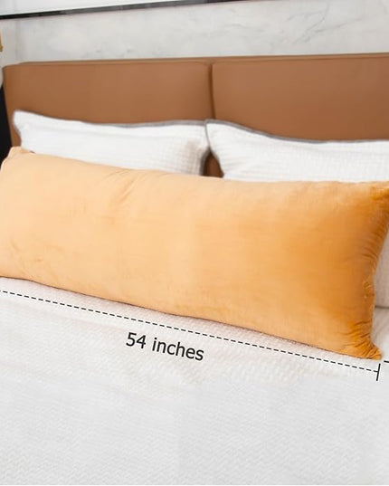 Body Pillows for Adults, Long Pillow for Bed, Firm Large Body Pillow with Velvet Cover for Side Sleeper, 20x54 Inches (Brown) - LeafyLoom