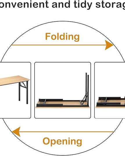 SDHYL Folding Desk, 60inch No Assembly Folding Desks for Small Spaces Sturdy Computer Desk, Functional Home Office Desks, Study Writing Desk Office Table Workstation for Home Office, Oak - LeafyLoom