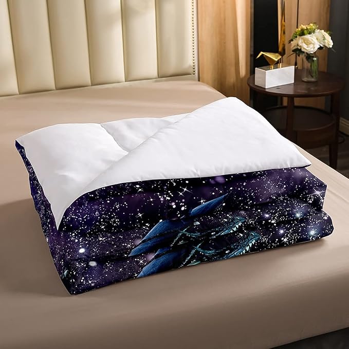 Erosebridal Dragon Bedding Set Purple Nebula Comforter Set Full Size Mysterious Outer Space Duvet Set Trippy Bedding Set for Kids Boys Girls Teens Room Decor, Safari Wildlife Animals Quilt Set - LeafyLoom