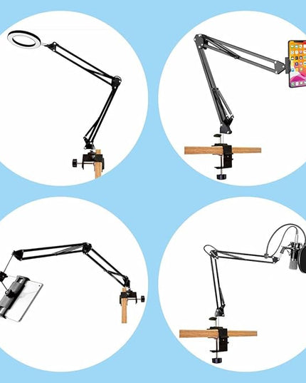 Replacement Heavy Duty C Clamp for 1/2” Base Magnifying Lamp,Desk Lamp,Swing Arm Lamp,Phone I pad Mount,Tablet Mic Holder,Table Mount Clamp for Microphone Stand Mic Boom Arm (G1 Black) - LeafyLoom