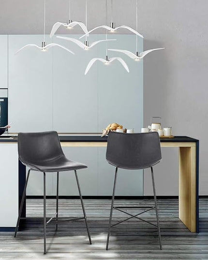 Poly and Bark Paxton 24” Counter Stool, Set of 3 Grey - LeafyLoom