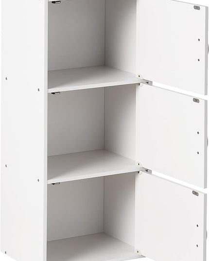 Hodedah Heavy Duty Engineered Wooden 3 Door Enclosed Multipurpose Storage Cabinet with Included Hardware for Easy Assembly, White - LeafyLoom