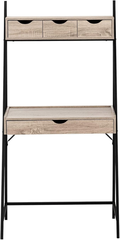 Monarch Specialties 7332 Computer Desk, Home Office, Laptop, Leaning, Storage Drawers, 32" L, Work, Metal, Laminate, Brown, Black, Contemporary, Modern Desk-32 L Dark Taupe, 31.5" L x 19" W x 61.25" H - LeafyLoom