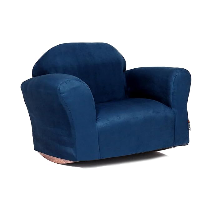 Keet Roundy Rocking Kid's Chair, Navy Microsuede - LeafyLoom