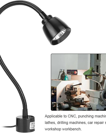 CHICIRIS 7W LED Machine Tool Lamp, Metal LED Working Light with Magnetic Base, Flexible Gooseneck Work Lamp, for Reading Lamp, Headboard CNC Punching Machine US Plug - LeafyLoom