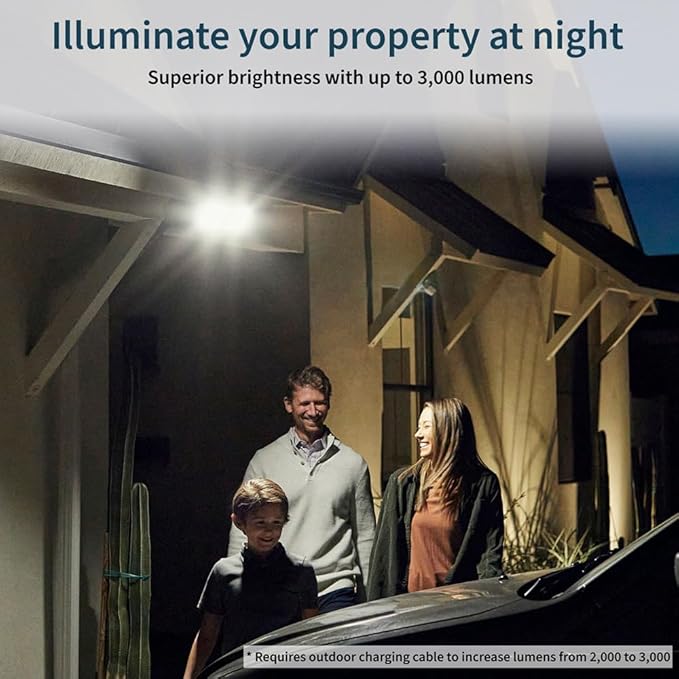 Arlo Pro 3 LED Floodlight Security Camera 2K HDR 2000-3000 Lumens | Wire-Free | Protect Driveways & Alleyways | Connects to Wi-Fi | Color Night Vision, Motion Sensor, 2-Way Audio, Rechargeable (Black) Arlo