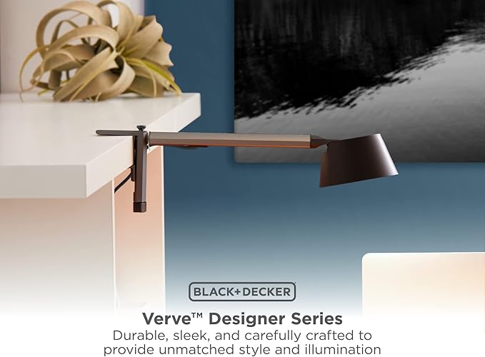 BLACK+DECKER Verve Designer LED Clamp Light, Fits Shelves, Cubicles & Headboards, True White LED + 16M RGB Colors - LeafyLoom
