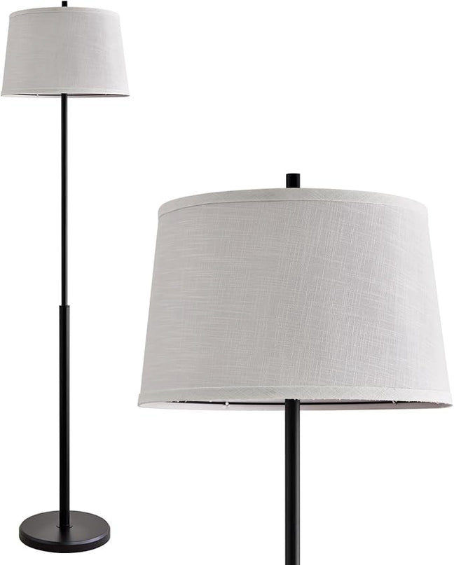 Oneach 61.75" Modern Floor Lamp for Living Room Industrial Floor Lamps Rotary Switch Standing Lamp Tall Pole Reading Lamp for Bedroom Study Room Office with White Bamboo Linen Lamp Shade - LeafyLoom