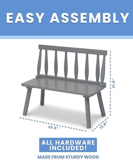 Delta Children Windsor Bench, Grey - LeafyLoom