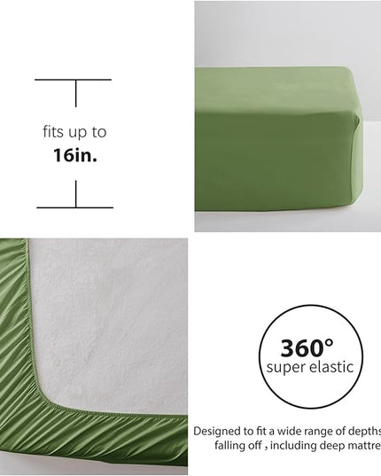 Anluoer Queen Comforter Set, Olive Green Tufted Bed in a Bag 7 Pieces with comforters and sheets, All Season Bedding Sets with 1 Comforter, 2 PillowShams, 2 Pillowcases, 1 Flat Sheet, 1 Fitted Sheet - LeafyLoom