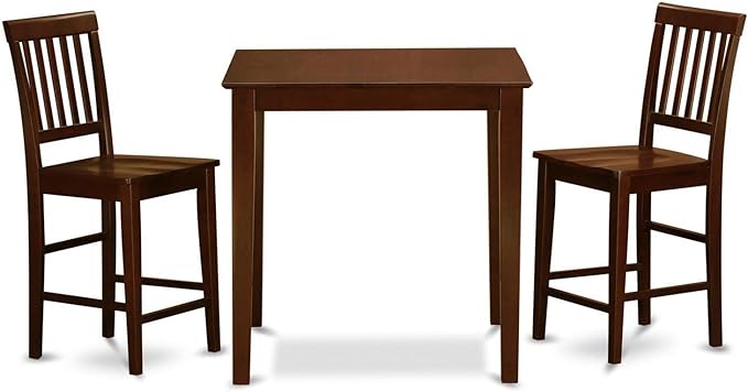 East West Furniture VERN3-MAH-W Vernon 3 Piece Counter Height Set for Small Spaces Contains a Square Kitchen Table and 2 Dining Room Chairs, 36x36 Inch - LeafyLoom