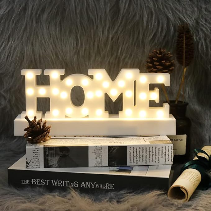 GUOCHENG Home Letter Decor Light LED Alphabet Marquee Light Sign Home Decorative Mood Table Lamps for Bedroom Children Kids Room Nursery Everyday Indoor Motif Decor - LeafyLoom