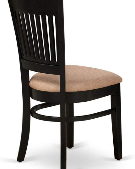 East West Furniture ANVA3-BLK-C 3 Piece Modern Dining Table Set Contains a Round Kitchen Table with Pedestal and 2 Linen Fabric Dining Room Chairs, 36x36 Inch, Black - LeafyLoom