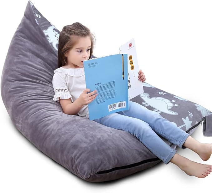 Stuffed Animal Storage Bean Bag Chair Cover, Plush Toys Organizer, Animals Doll Holder, Extra Large Lounger with Handle and Zipper Super Soft for Kids and Teans -Dinosaur Style - LeafyLoom