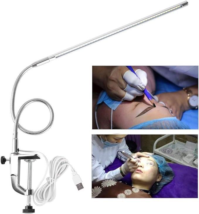 Desk Lamp with Clamp,Desk Lamp Clip on Lamp,LED Eye-Caring Desk Lamp with USB Rechargeable Reading Lights,Task Table Lamps,Foldable Bed Lamp,360° Swivel Desk Lamp for Manicure,Reading,Tattoo Light - LeafyLoom