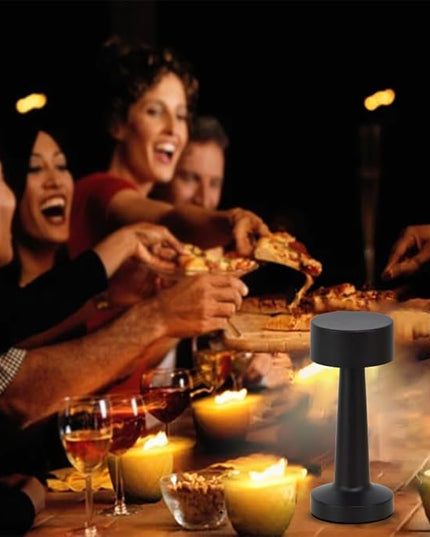 Portable LED Table Lamp, 3-Levels Brightness Metal Desk Lamp, 3 Color Touch Control Rechargeable Lamp, Night Light, Bedside Lamp,Dining Room Lamp,Gifts for Friends (Black) - LeafyLoom
