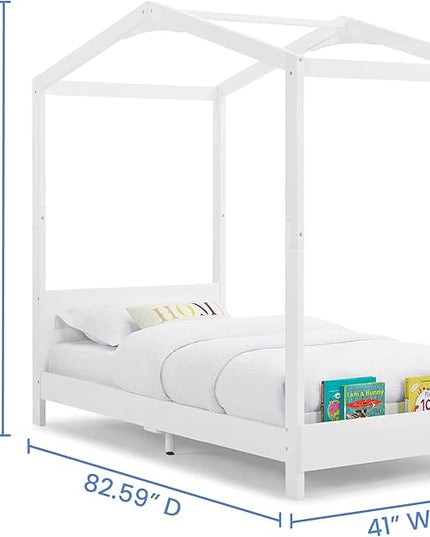 Delta Children Poppy House Wood Twin Bed, Platform Bed - No Box Spring Needed, Bianca White - LeafyLoom