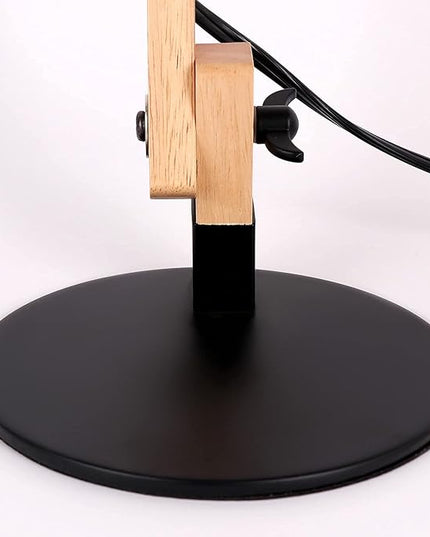 FIRVRE Swing Arm Desk Lamp, Retro Desk Lamp with Adjustable Goose Neck, Architect Wooden Desk Lamp for Bedroom Study Home Office - LeafyLoom