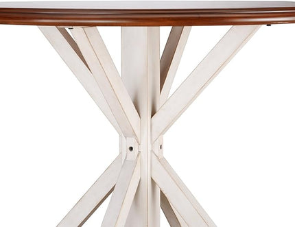SEI Furniture Barrisdale Modern Farmhouse Dining Table, Antique White, Whiskey Maple - LeafyLoom