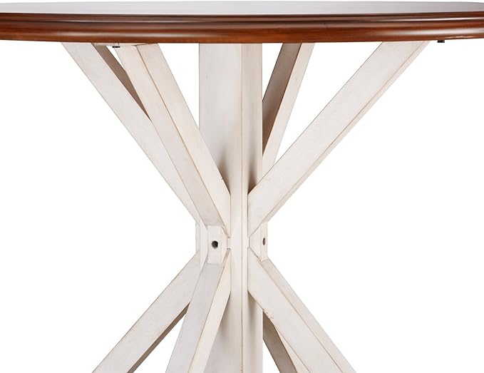 SEI Furniture Barrisdale Modern Farmhouse Dining Table, Antique White, Whiskey Maple - LeafyLoom