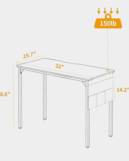 BANTI Computer Desk, 32 inch Home Office Writing Study Desks with Storage Bag, Small PC Table, Modern Simple Style for Space-Saving, Black - LeafyLoom