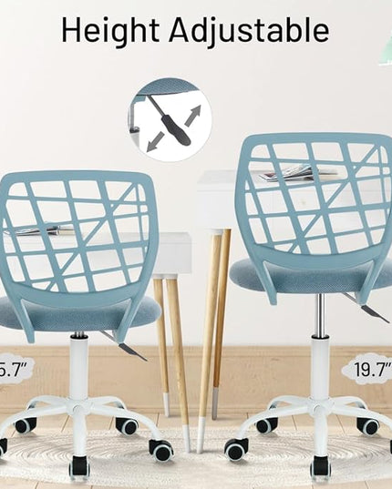 FurnitureR Child Desk Chair Office Chair Adjustable Kids Computer Task Chair Desk Chairs Swivel Armless Children Study Chair with Rolling Wheels, Light Blue - LeafyLoom