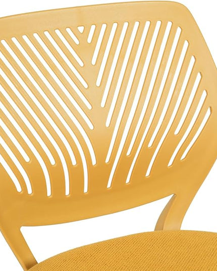 FurnitureR Writing Task Chair for Teens Boys Girls 360 Rolling Wheels Fabric Soft Pad Seat Breathable Backrest, Height Adjustable Liftup 29.5"-34.3", Lime Yellow - LeafyLoom