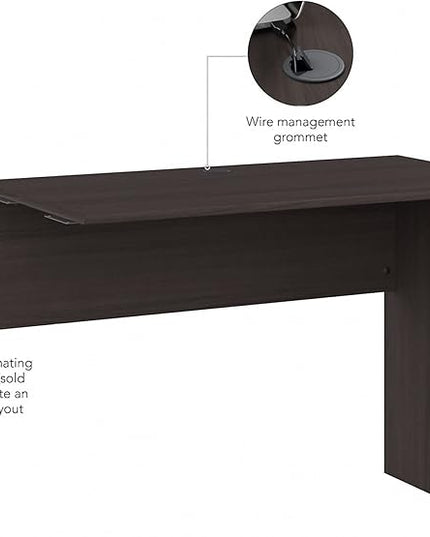 Bush Furniture Cabot 42W Shell Desk Return, 48W x 24D, Heather Gray - LeafyLoom
