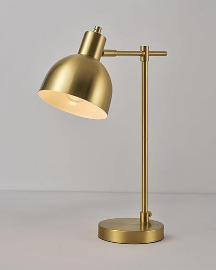 Globe Electric 61000058 18" Desk Lamp, Matte Brass Finish, Matte Black Metal Shade, Pivot Joint, On/Off Rotary Switch on Socket, E26 Base Bulb, Lamp for Living Room, Home Office - LeafyLoom
