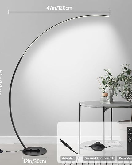 Arc Floor Lamp, Dimmable LED Floor Lamp with 3 Color Temperatures, Ultra Bright, Modern Standing Tall Lamp with Remote Reading Floor Lamp for Living Room Bedroom Office - LeafyLoom