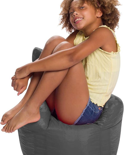 Posh Creations Bean Bag Structured Seat for Toddlers and Kids, Comfy Chair for Children, Pasadena, Charcoal Gray - LeafyLoom