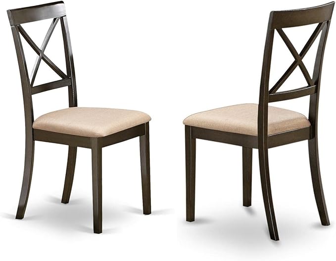 East West Furniture ANBO3-CAP-C 3 Piece Kitchen Set for Small Spaces Contains a Round Table with Pedestal and 2 Linen Fabric Dining Room Chairs, 36x36 Inch - LeafyLoom