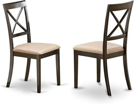 East West Furniture BOC-CAP-C Kitchen Dining Linen Fabric Upholstered Wooden Chairs, Set of 2 - LeafyLoom
