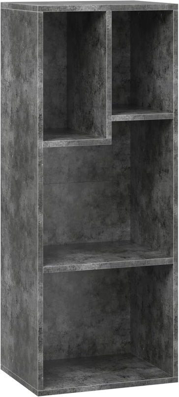 VECELO Small Bookshelf, 4 Cube Slim Bookcase, Fits Tallest Hardcovers, Horizontal Available, Modern Floor Standing Unit, Each Shelf Hold Up to 66 LBS, Modern Gray - LeafyLoom